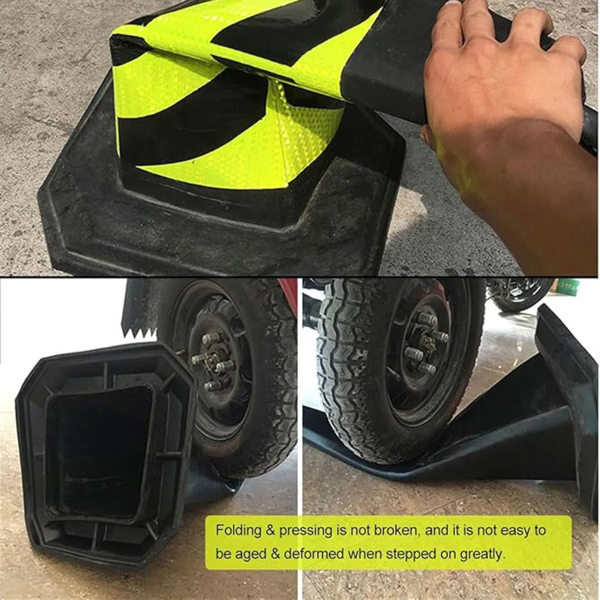 Cône de Signalisation Escamotable Multi-usages en PVC avec Base Noire épaisse,Cône de Sécurité avec Collerette Réfléchissante Chantiers et Sécurité Routière(Size:70x35x35cm,Color:4A)