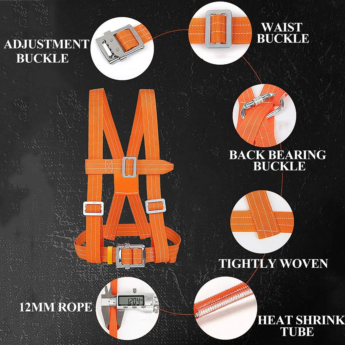 SwaYve Harnais de Sécurité Antichute, Ceinture de Sécurité Pour Le Travail Aérien, Harnais de Sécurité Pour Protection Contre Les Chutes de La Moitié Du Corps/Small Hook/3M