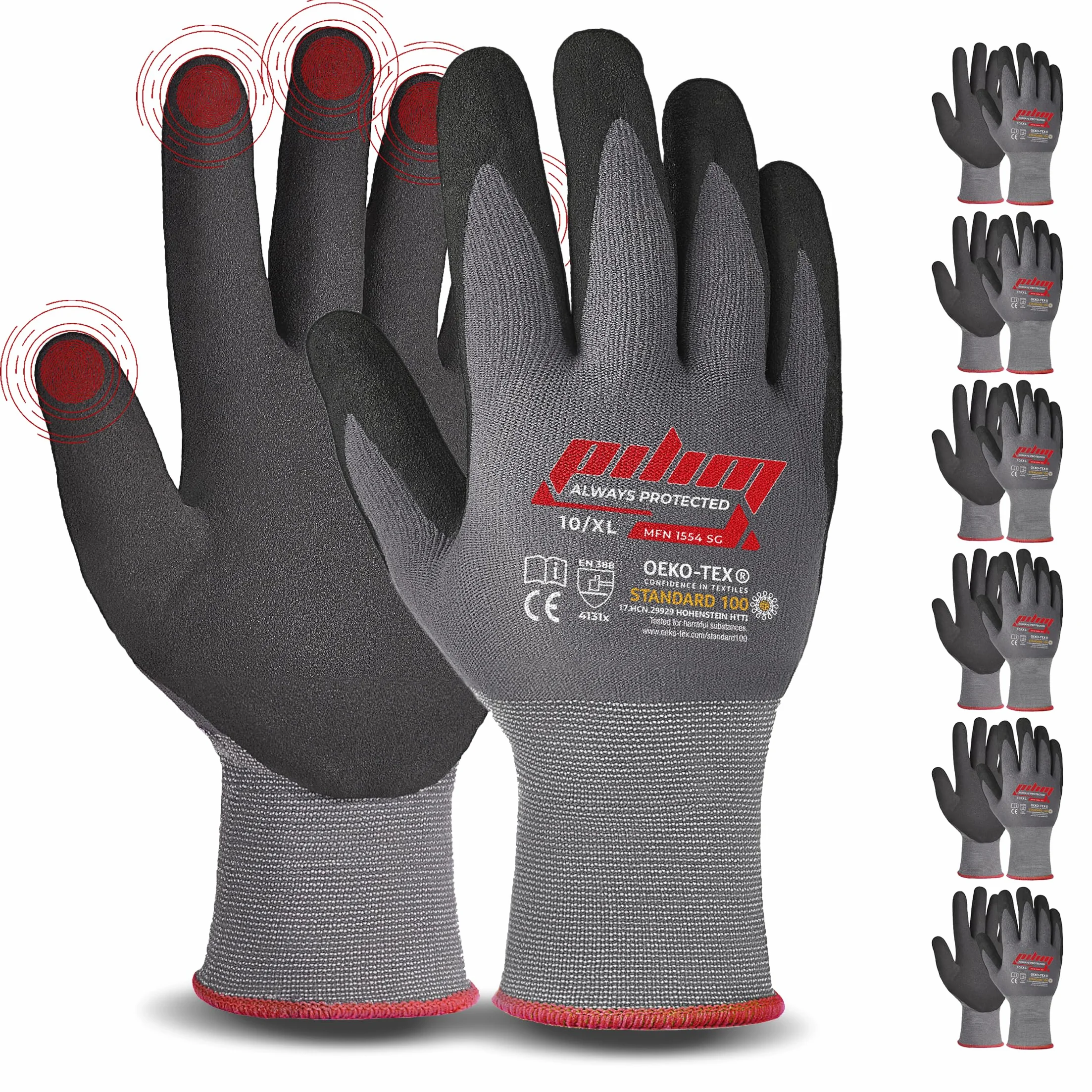 Gants de sécurité en nitrile Microfoam - Gants robustes pour la construction, le jardinage et la mécanique