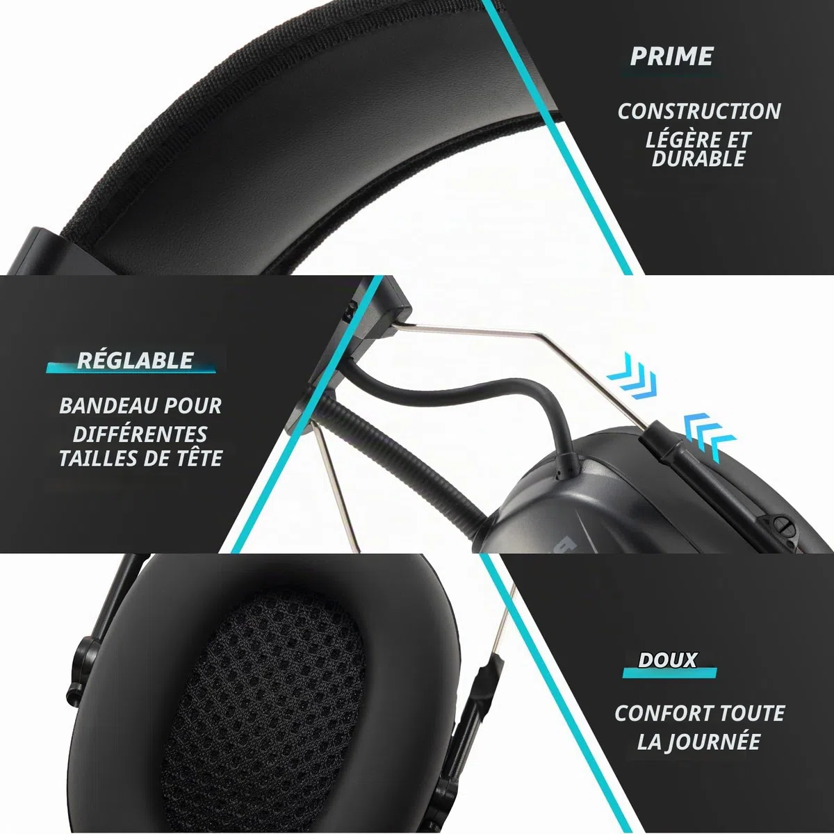 Casque anti Bruit Radio DAB + / FM et Bluetooth 5.4, casques sans fil à annulation de bruit pour atelier, jardin/tonte, SNR 30dB