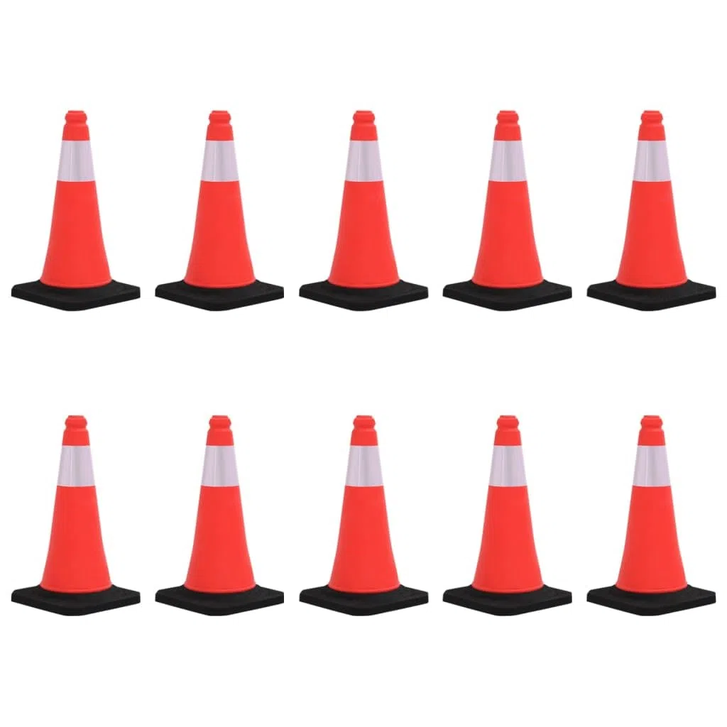 Cônes de Signalisation Lot de 10, Cône de Sécurité Cône d'avertissement réfléchissants à Base Lourde 10 pcs 50cm