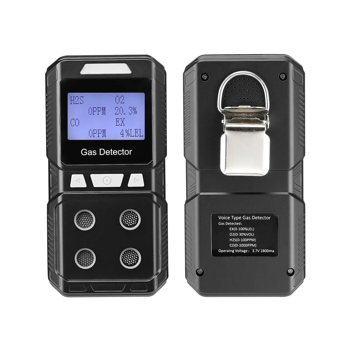 Détecteur de Gaz, Détecteur de gaz Portable 4, Moniteur Multi-gaz recharable, testeur de qualité de l'air, analyseur, Haute précision