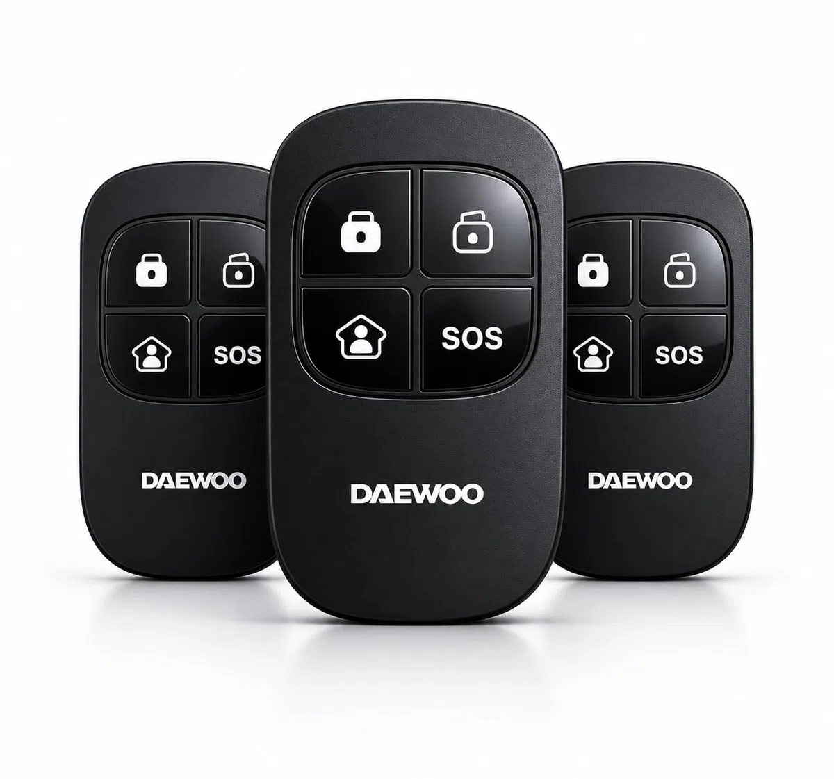 Télécommande Alarme Daewoo WRC501 – Pack de 3 – 4 Fonctions (Armer/Désarmer/Maison/SOS) – Compatible Elite PA501Z & Key SA501 – sans abonnement – Format Porte-clés