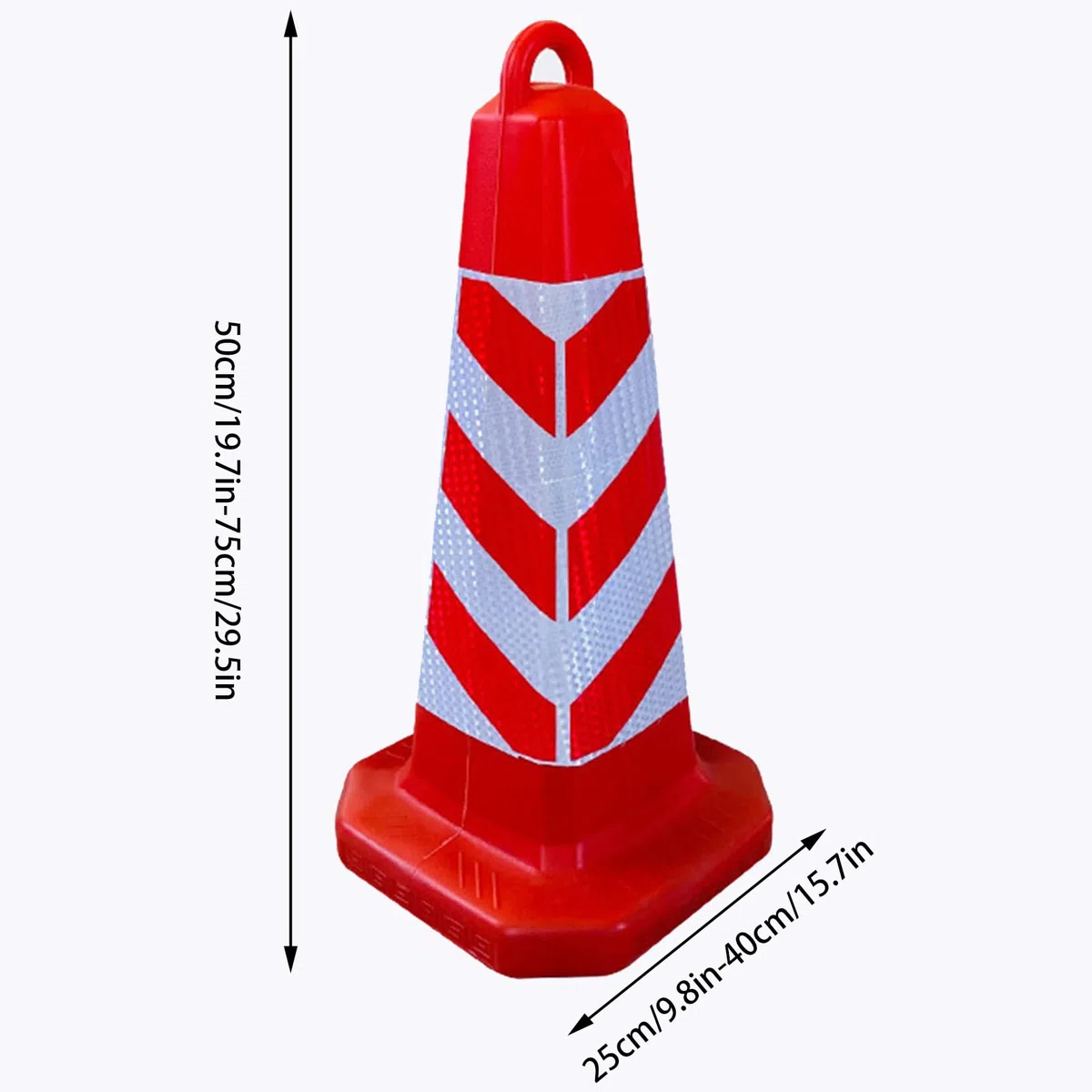 Cône de Signalisation Escamotable Multi-usages en PVC avec Base Noire épaisse,Cône de Sécurité avec Collerette Réfléchissante Chantiers et Sécurité Routière(Size:70x35x35cm,Color:4A)