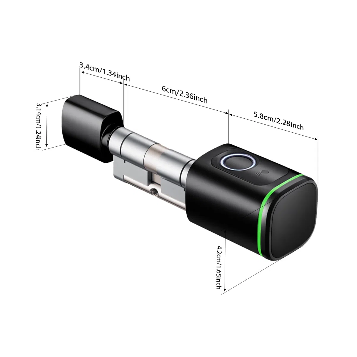 Cylindre de serrure à empreintes digitales, 60 mm, avec déverrouillage à 4 voies et contrôle par application Bluetooth, protection IP53, pour appartement, hôtel, maison