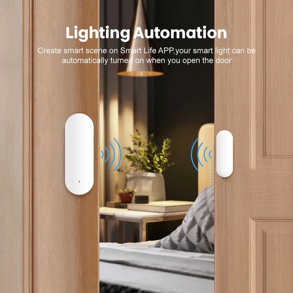 Lot de 2 capteurs de porte WiFi : capteur de contact de fenêtre intelligent, alertes d'application gratuites, programmable avec les appareils Tuya/Smart Life pour la sécurité à domicile et