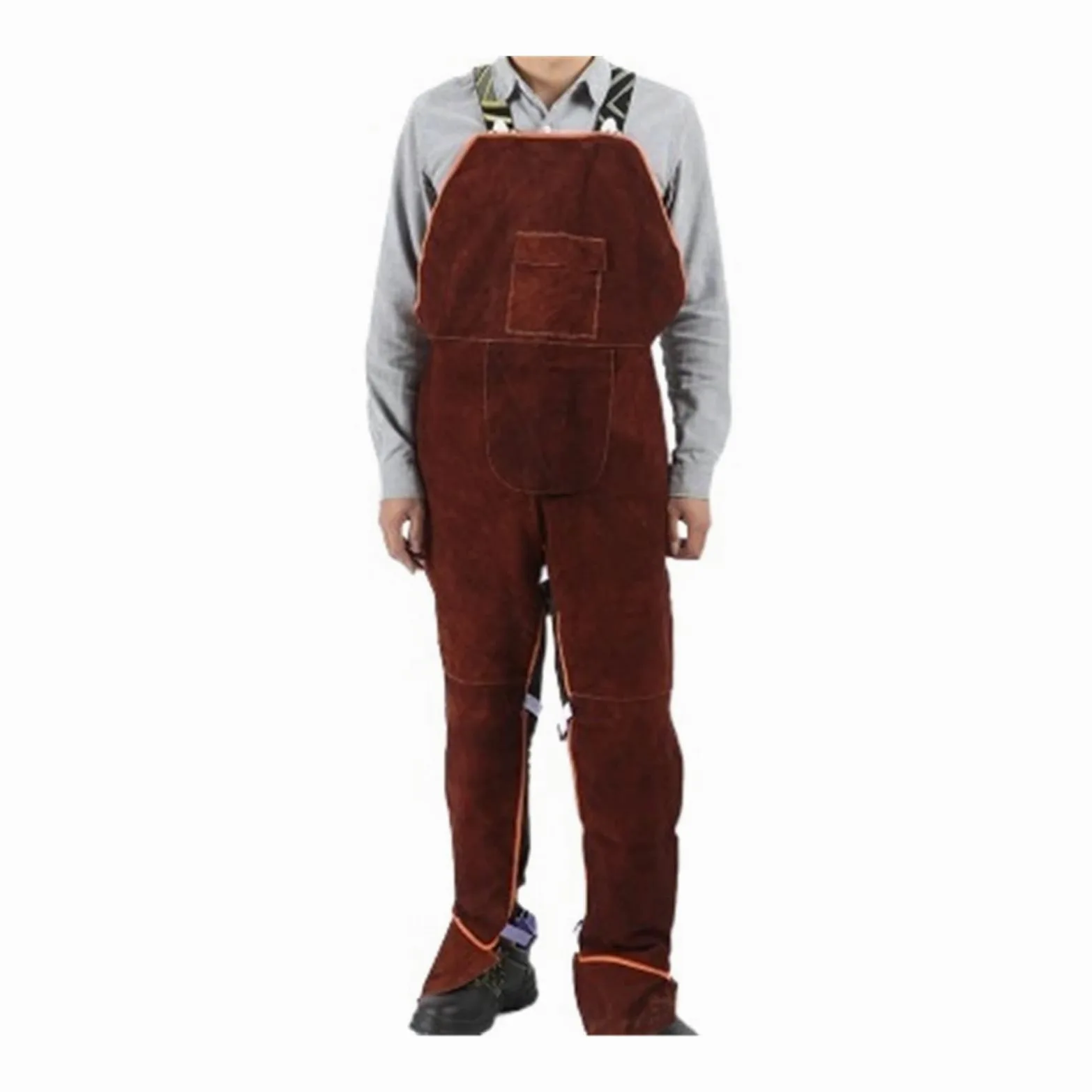 Suites de protection de soudage électrique contre le tablier en cuir chaud du soudeur à haute température ignifuge(Brown)