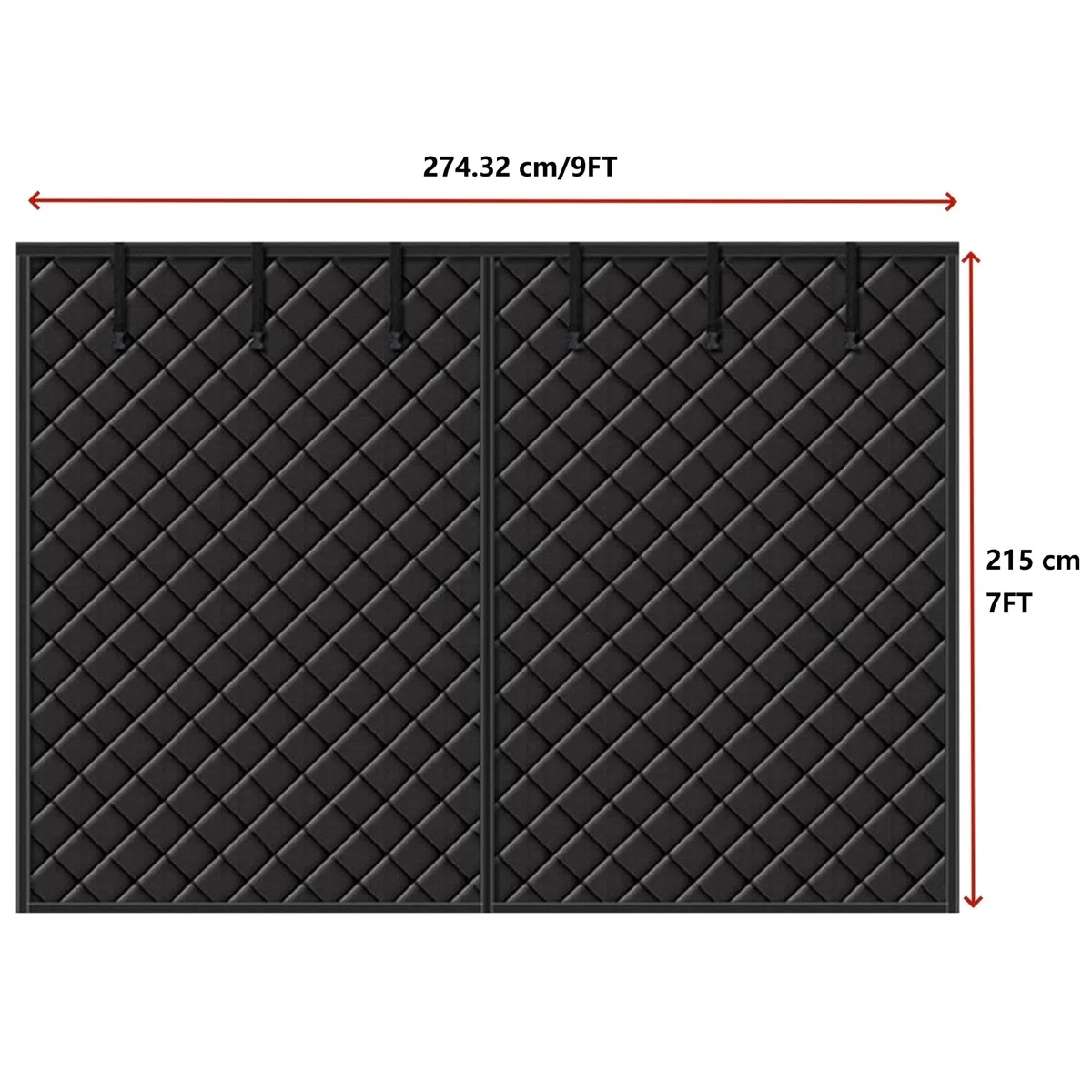 Rideau magnétique à isolation thermique pour porte de garage - 275 x 215 cm - Avec 6 boucles de rangement - Tissu Oxford 600D - Isolation thermique - Imperméable au froid - Coupe-vent