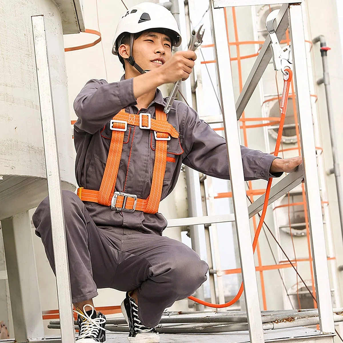 SwaYve Harnais de Sécurité Antichute, Ceinture de Sécurité Pour Le Travail Aérien, Harnais de Sécurité Pour Protection Contre Les Chutes de La Moitié Du Corps/Small Hook/3M