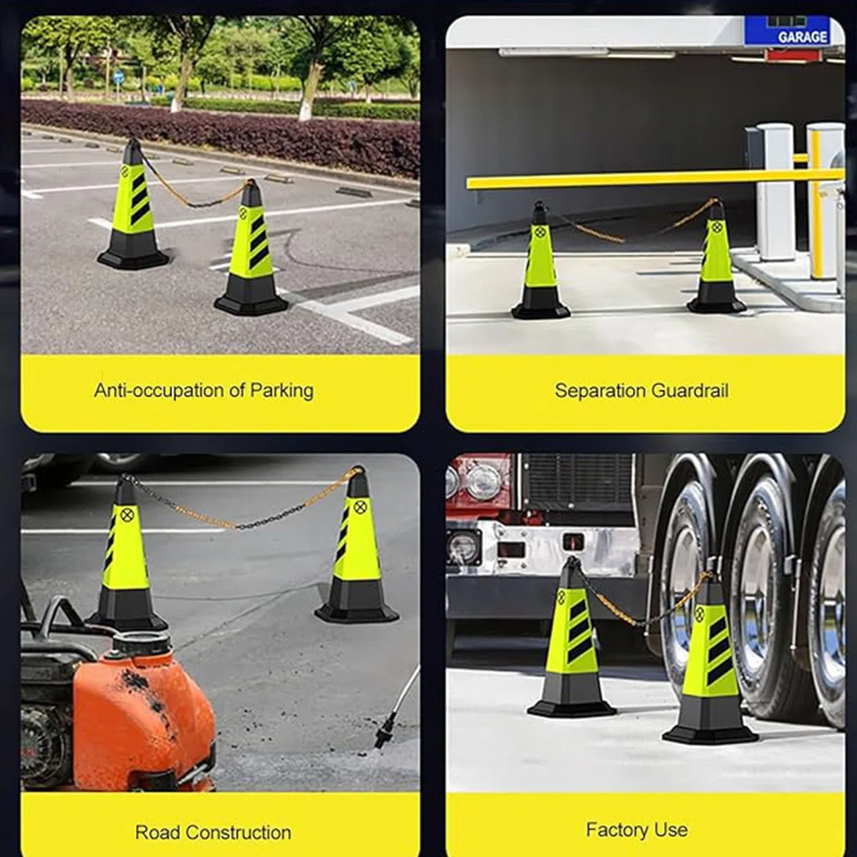 Cône de Signalisation Escamotable Multi-usages en PVC avec Base Noire épaisse,Cône de Sécurité avec Collerette Réfléchissante Chantiers et Sécurité Routière(Size:70x35x35cm,Color:4A)